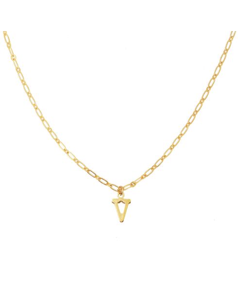 Collier Alphabet V en Laiton doré