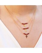 Halskette Elena Cross aus vergoldetem Messing/Granat