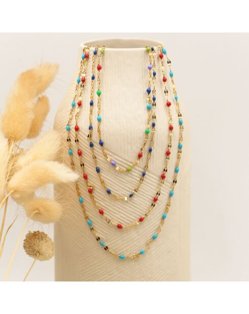 Collier en laiton TuttiFrutti doré/turquoise