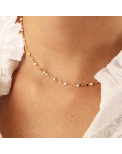 Collier en laiton TuttiFrutti doré/blanc