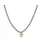 Collier Alena Coeur en Laiton doré/Résine noir
