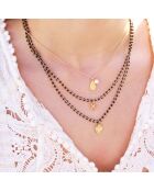 Collier Alena Coeur en Laiton doré/Résine noir