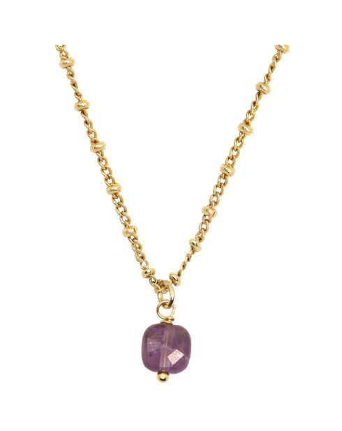 Collier Ava en Laiton doré/Améthyste