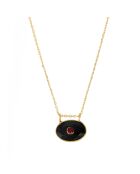 Collier New Deva en Laiton doré/Agate noire