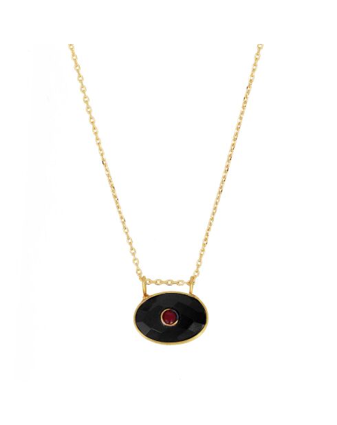 Collier New Deva en Laiton doré/Agate noire
