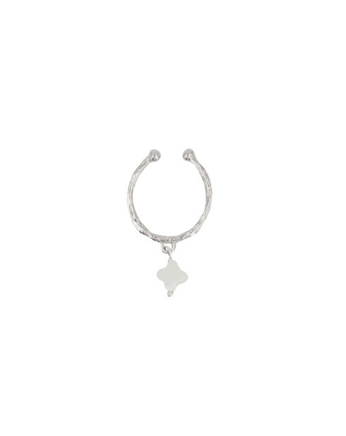 Ring aus silbernem Klee und Perlmutt aus Messing