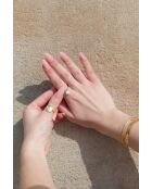 Ring aus silbernem Klee und Perlmutt aus Messing
