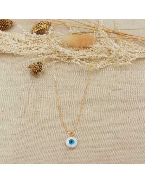 Collier Eye en Laiton doré/Résine blanc