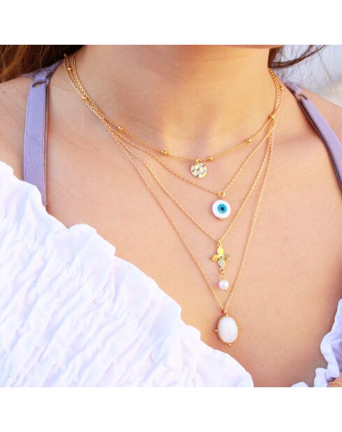 Collier Eye en Laiton doré/Résine blanc
