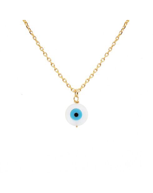 Collier Eye en Laiton doré/Résine blanc