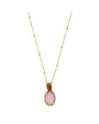 Collier en laiton Mini Chakra doré/calcedoine rose