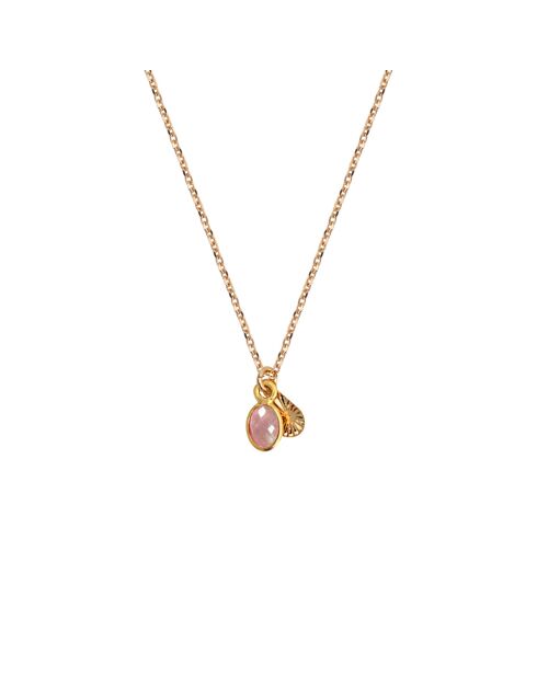Collier en laiton Gaïa doré/quartz rose