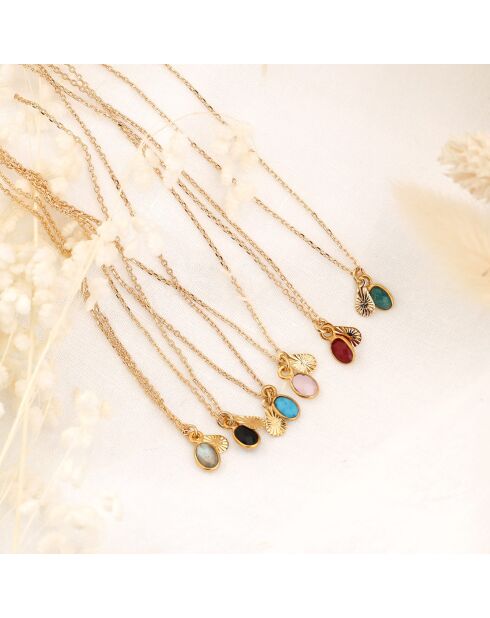 Collier en laiton Gaïa doré/quartz rose