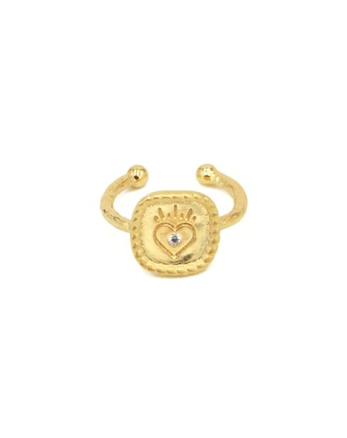 Mini Oracle koperen ring met gouden hart