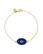 Bracelet Indie en Laiton doré, Email/Zircone bleu