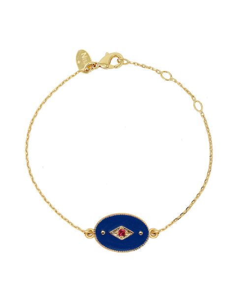 Bracelet Indie en Laiton doré, Email/Zircone bleu