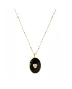 Collier en laiton Salomé Billes Cœur doré/agate noire