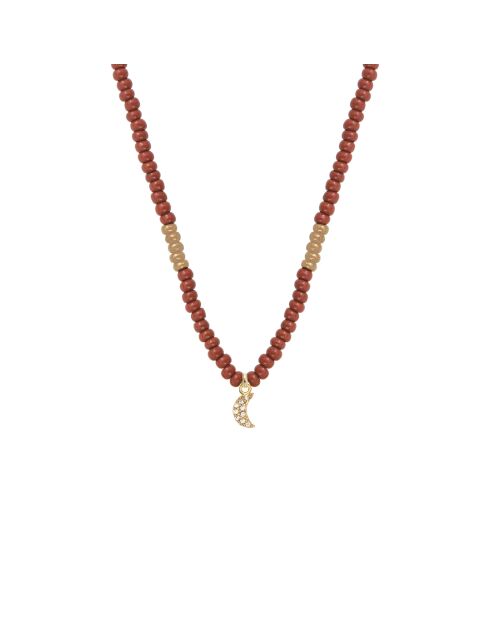 Collier en laiton Capri Lune doré/marron