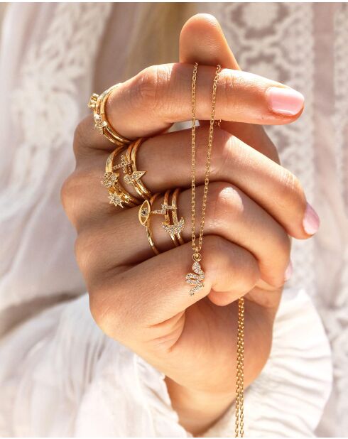 Collier en laiton Lily Serpent doré/zirconium