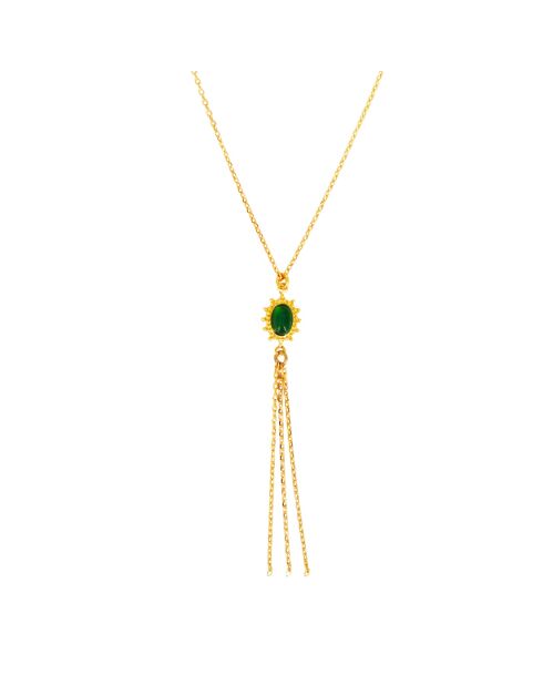 Collier en laiton Solea doré/agate verte