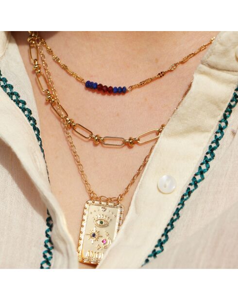 Collier Holy en Laiton doré/Lapis