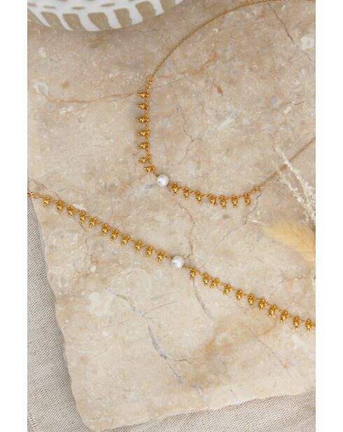 Collier en laiton Gypsie doré /blanc