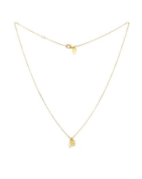 Collier en laiton Lylo doré/perle/fleur ajourée