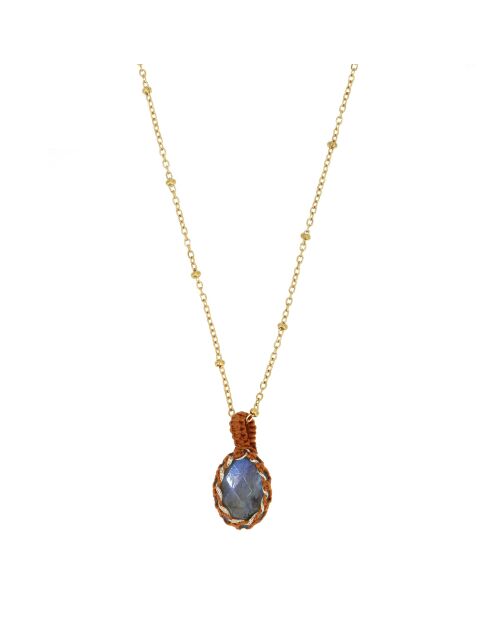 Collier en laiton Mini Chakra doré/lapis