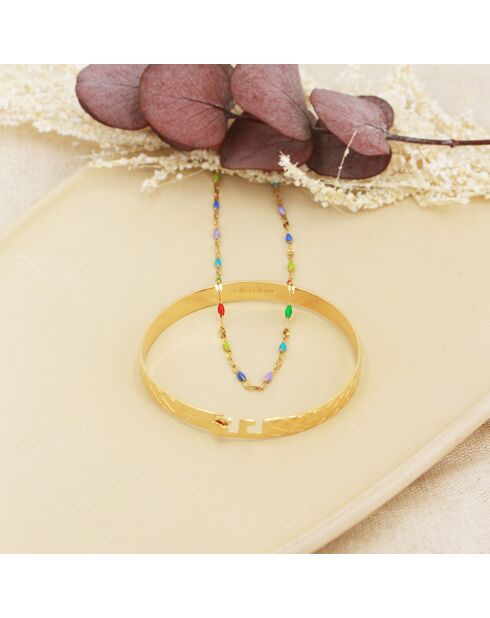 Coffret Jonc Eternity/Collier Tutti en Laiton doré/Résine multicolore