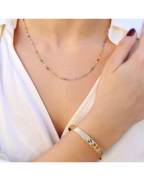 Coffret Jonc Eternity/Collier Tutti en Laiton doré/Résine multicolore
