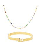 Coffret Jonc Eternity/Collier Tutti en Laiton doré/Résine multicolore