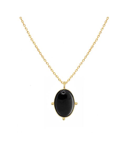 Collier New Calypso en Laiton doré/Agate noire