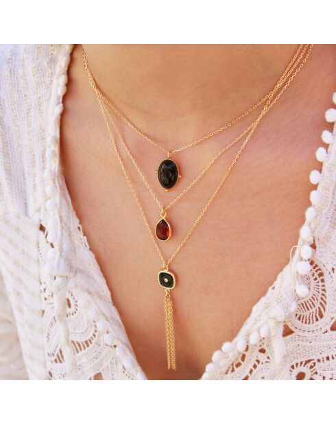 Collier New Calypso en Laiton doré/Agate noire