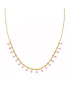Collier Alegria en laiton doré rose fuchsia