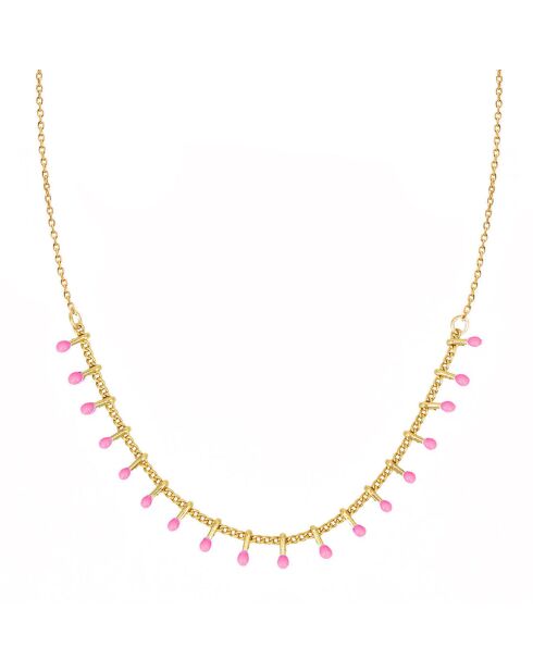 Collier Alegria en laiton doré rose fuchsia