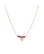 Halskette Elena Heart aus vergoldetem Messing/Granat