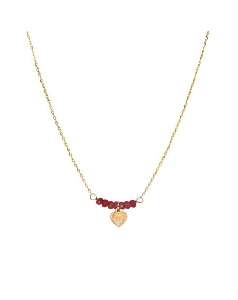 Collier Elena Coeur en Laiton doré/Grenat