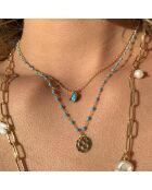 Collier en laiton Gaïa doré/turqoise
