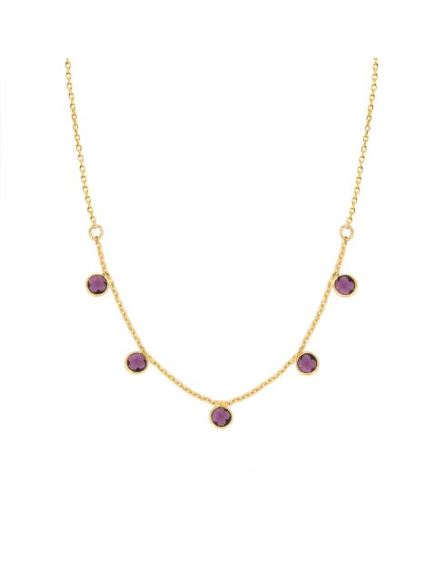 Collier en laiton Loulou doré /amethyste