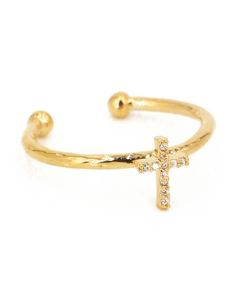 Lily Gold Cross-ring in verguld messing