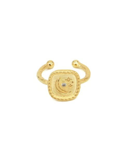 Anillo Luna de latón dorado