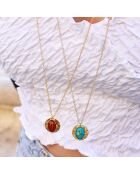 Nuova collana Calypso in ottone oro/turchese