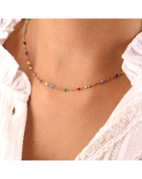 Collier en laiton TuttiFrutti doré/multicolore