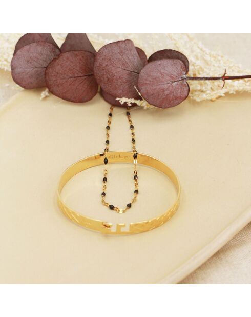 Braccialetto Eternity Case/Collana Tutti in ottone dorato/resina nera