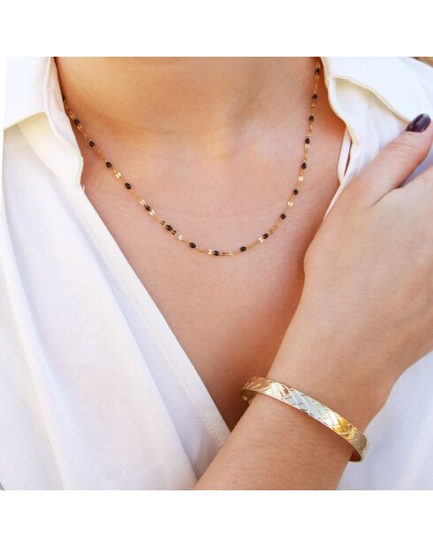 Braccialetto Eternity Case/Collana Tutti in ottone dorato/resina nera