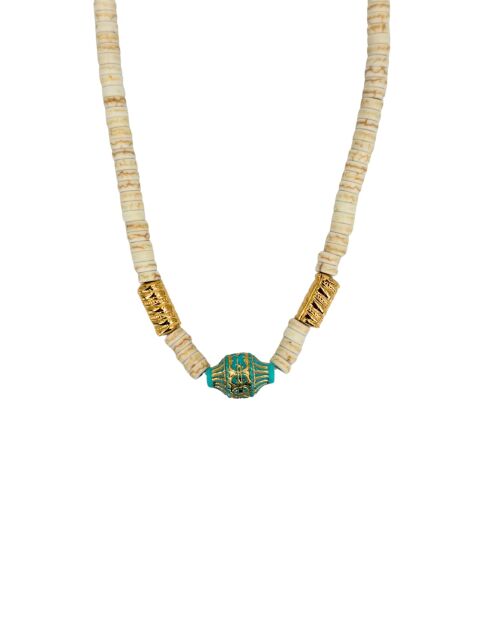 Collier en laiton Océane blanc/turqoise