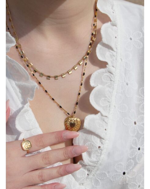 Halsketting Esme goud/zwart messing