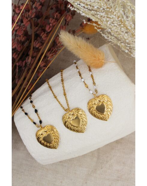 Halsketting Esme goud/zwart messing