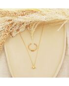 Set mit Lilienhalsband/verstellbarem Augenring aus goldfarbenem Messing/weißem Zirkonia