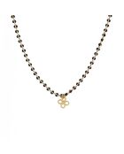 Collier Alena Fleur en Laiton doré/Résine noir